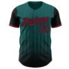 Custom Teal Crimson-Black 3D Pattern Design Gradient Geometric Shape Authentic Baseball Jersey