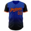 Custom Thunder Blue Orange-Black 3D Pattern Design Gradient Geometric Shape Authentic Baseball Jersey