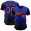 Custom Thunder Blue Orange-Black 3D Pattern Design Gradient Geometric Shape Authentic Baseball Jersey