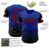 Custom Thunder Blue Red-Black 3D Pattern Design Gradient Geometric Shape Authentic Baseball Jersey