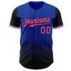 Custom Thunder Blue Pink-Black 3D Pattern Design Gradient Geometric Shape Authentic Baseball Jersey