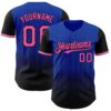 Custom Thunder Blue Pink-Black 3D Pattern Design Gradient Geometric Shape Authentic Baseball Jersey