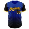 Custom Thunder Blue Gold-Black 3D Pattern Design Gradient Geometric Shape Authentic Baseball Jersey