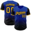 Custom Thunder Blue Gold-Black 3D Pattern Design Gradient Geometric Shape Authentic Baseball Jersey