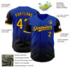 Custom Thunder Blue Gold-Black 3D Pattern Design Gradient Geometric Shape Authentic Baseball Jersey