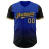 Custom Thunder Blue Old Gold-Black 3D Pattern Design Gradient Geometric Shape Authentic Baseball Jersey