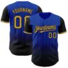 Custom Thunder Blue Old Gold-Black 3D Pattern Design Gradient Geometric Shape Authentic Baseball Jersey