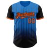 Custom Electric Blue Orange-Black 3D Pattern Design Gradient Geometric Shape Authentic Baseball Jersey