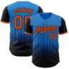 Custom Electric Blue Orange-Black 3D Pattern Design Gradient Geometric Shape Authentic Baseball Jersey