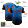 Custom Electric Blue Orange-Black 3D Pattern Design Gradient Geometric Shape Authentic Baseball Jersey
