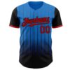 Custom Electric Blue Red-Black 3D Pattern Design Gradient Geometric Shape Authentic Baseball Jersey