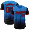 Custom Electric Blue Red-Black 3D Pattern Design Gradient Geometric Shape Authentic Baseball Jersey