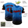 Custom Electric Blue Red-Black 3D Pattern Design Gradient Geometric Shape Authentic Baseball Jersey