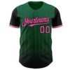 Custom Kelly Green Pink-Black 3D Pattern Design Gradient Geometric Shape Authentic Baseball Jersey