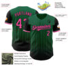 Custom Kelly Green Pink-Black 3D Pattern Design Gradient Geometric Shape Authentic Baseball Jersey