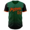 Custom Kelly Green Orange-Black 3D Pattern Design Gradient Geometric Shape Authentic Baseball Jersey