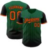 Custom Kelly Green Orange-Black 3D Pattern Design Gradient Geometric Shape Authentic Baseball Jersey