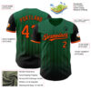 Custom Kelly Green Orange-Black 3D Pattern Design Gradient Geometric Shape Authentic Baseball Jersey
