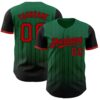 Custom Kelly Green Red-Black 3D Pattern Design Gradient Geometric Shape Authentic Baseball Jersey