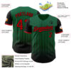 Custom Kelly Green Red-Black 3D Pattern Design Gradient Geometric Shape Authentic Baseball Jersey