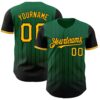 Custom Kelly Green Gold-Black 3D Pattern Design Gradient Geometric Shape Authentic Baseball Jersey