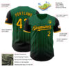 Custom Kelly Green Gold-Black 3D Pattern Design Gradient Geometric Shape Authentic Baseball Jersey