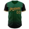 Custom Kelly Green Old Gold-Black 3D Pattern Design Gradient Geometric Shape Authentic Baseball Jersey