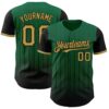 Custom Kelly Green Old Gold-Black 3D Pattern Design Gradient Geometric Shape Authentic Baseball Jersey