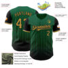Custom Kelly Green Old Gold-Black 3D Pattern Design Gradient Geometric Shape Authentic Baseball Jersey
