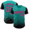Custom Aqua Pink-Black 3D Pattern Design Gradient Geometric Shape Authentic Baseball Jersey