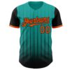 Custom Aqua Orange-Black 3D Pattern Design Gradient Geometric Shape Authentic Baseball Jersey