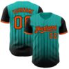 Custom Aqua Orange-Black 3D Pattern Design Gradient Geometric Shape Authentic Baseball Jersey