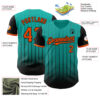 Custom Aqua Orange-Black 3D Pattern Design Gradient Geometric Shape Authentic Baseball Jersey