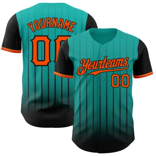 3DPattern8468 Custom Aqua Orange-Black 3D Pattern Design Gradient Geometric Shape Authentic Baseball Jersey