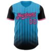 Custom Sky Blue Pink-Black 3D Pattern Design Gradient Geometric Shape Authentic Baseball Jersey