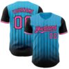 Custom Sky Blue Pink-Black 3D Pattern Design Gradient Geometric Shape Authentic Baseball Jersey