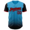 Custom Sky Blue Red-Black 3D Pattern Design Gradient Geometric Shape Authentic Baseball Jersey
