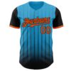 Custom Sky Blue Orange-Black 3D Pattern Design Gradient Geometric Shape Authentic Baseball Jersey