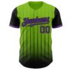 Custom Neon Green Purple-Black 3D Pattern Design Gradient Geometric Shape Authentic Baseball Jersey