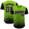Custom Neon Green Purple-Black 3D Pattern Design Gradient Geometric Shape Authentic Baseball Jersey