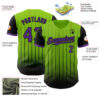 Custom Neon Green Purple-Black 3D Pattern Design Gradient Geometric Shape Authentic Baseball Jersey