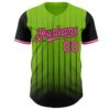 Custom Neon Green Pink-Black 3D Pattern Design Gradient Geometric Shape Authentic Baseball Jersey
