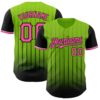 Custom Neon Green Pink-Black 3D Pattern Design Gradient Geometric Shape Authentic Baseball Jersey