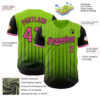 Custom Neon Green Pink-Black 3D Pattern Design Gradient Geometric Shape Authentic Baseball Jersey