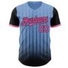 Custom Light Blue Pink-Black 3D Pattern Design Gradient Geometric Shape Authentic Baseball Jersey