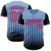 Custom Light Blue Pink-Black 3D Pattern Design Gradient Geometric Shape Authentic Baseball Jersey