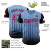 Custom Light Blue Pink-Black 3D Pattern Design Gradient Geometric Shape Authentic Baseball Jersey