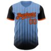 Custom Light Blue Orange-Black 3D Pattern Design Gradient Geometric Shape Authentic Baseball Jersey
