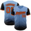 Custom Light Blue Orange-Black 3D Pattern Design Gradient Geometric Shape Authentic Baseball Jersey