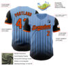 Custom Light Blue Orange-Black 3D Pattern Design Gradient Geometric Shape Authentic Baseball Jersey